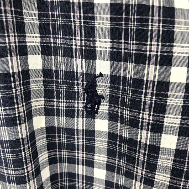 Ralph Lauren BLAKE short sleeve button down check shirt men's XL size cotton navy blue type Vintage Second Hand