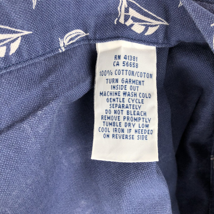 Ralph Lauren SLIM FIT Slim Fit All-Over Print Short-Sleeve Button-Down Shirt, Men's Size XXL (approx.) cotton navy blue type Vintage Second Hand