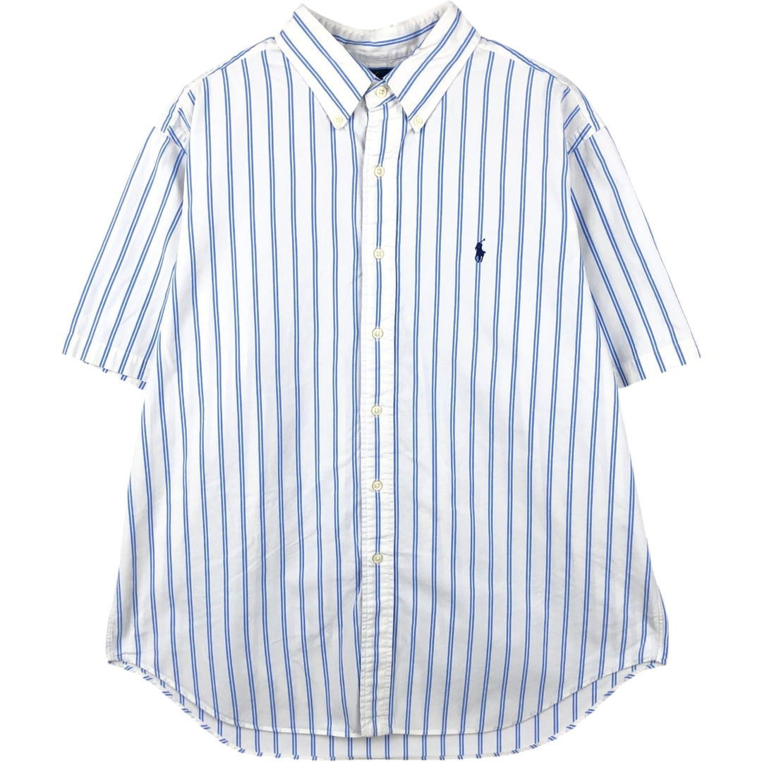 Ralph Lauren Classic Fit Short Sleeve Button Down Striped Shirt Men's XL cotton white type Vintage Second Hand