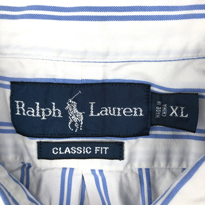 Ralph Lauren Classic Fit Short Sleeve Button Down Striped Shirt Men's XL cotton white type Vintage Second Hand
