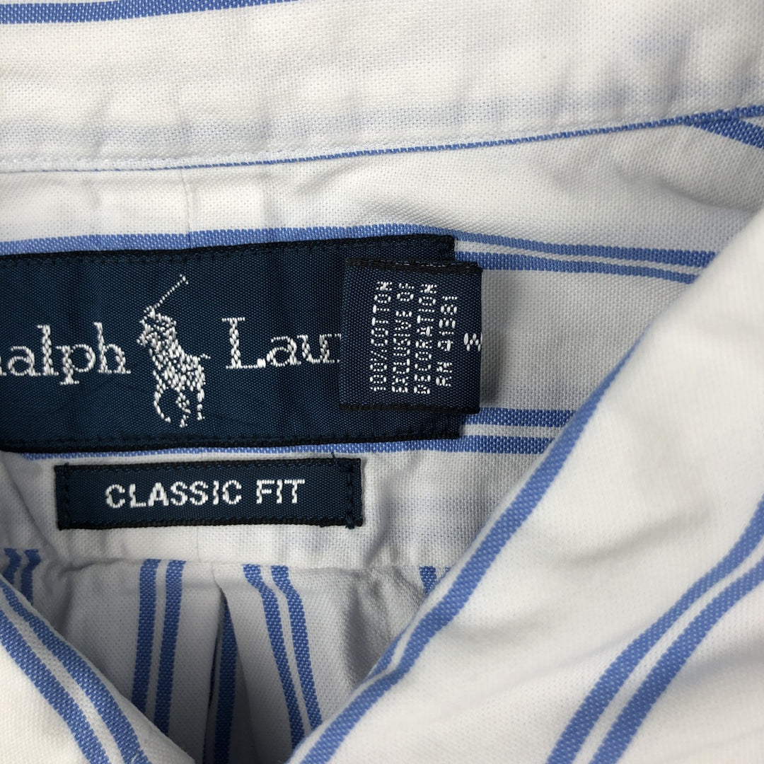 Ralph Lauren Classic Fit Short Sleeve Button Down Striped Shirt Men's XL cotton white type Vintage Second Hand