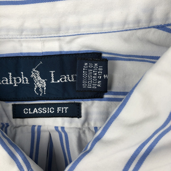 Ralph Lauren Classic Fit Short Sleeve Button Down Striped Shirt Men's XL cotton white type Vintage Second Hand