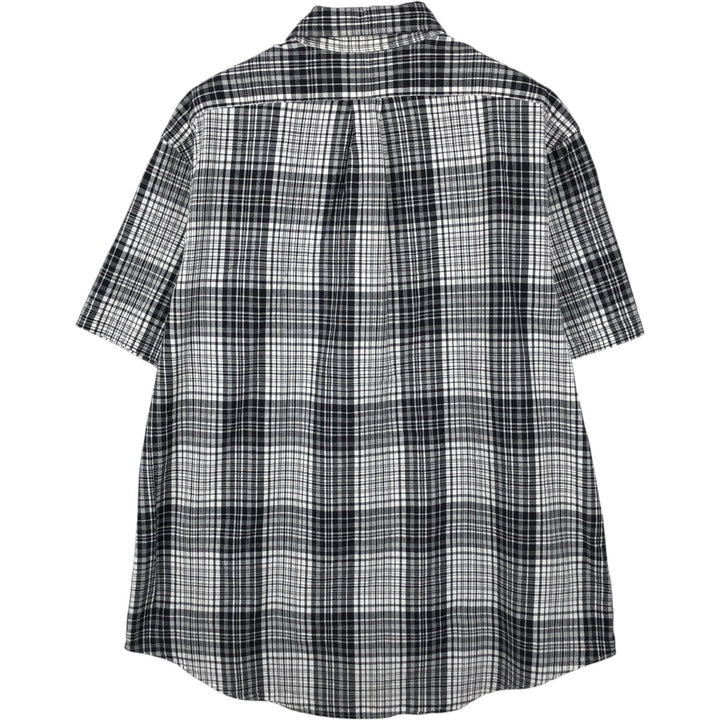 Ralph Lauren CUSTOM FIT short sleeve button down check shirt men's XL size cotton black type Vintage Second Hand