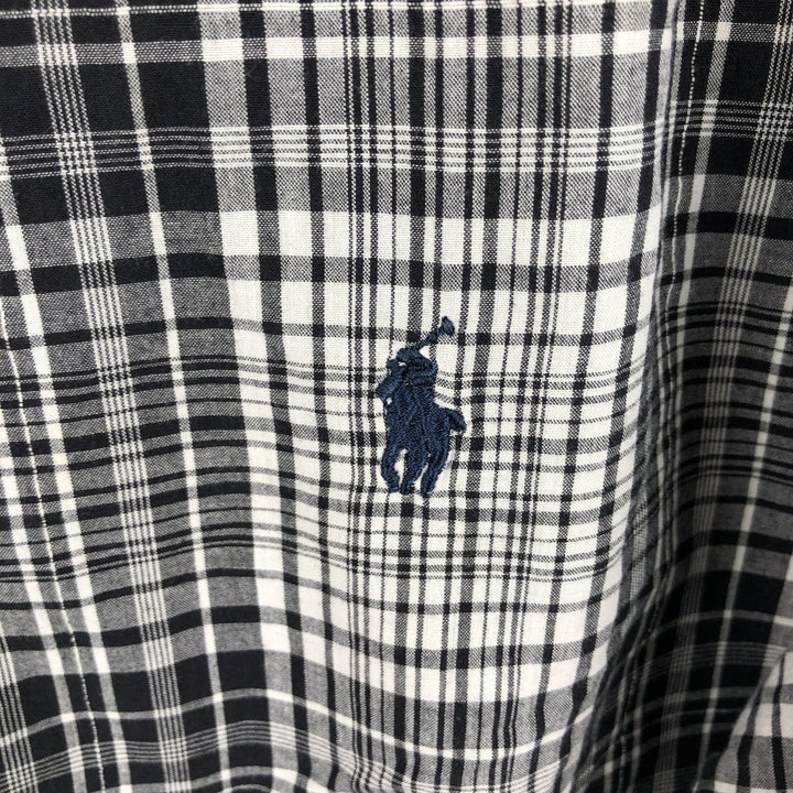 Ralph Lauren CUSTOM FIT short sleeve button down check shirt men's XL size cotton black type Vintage Second Hand