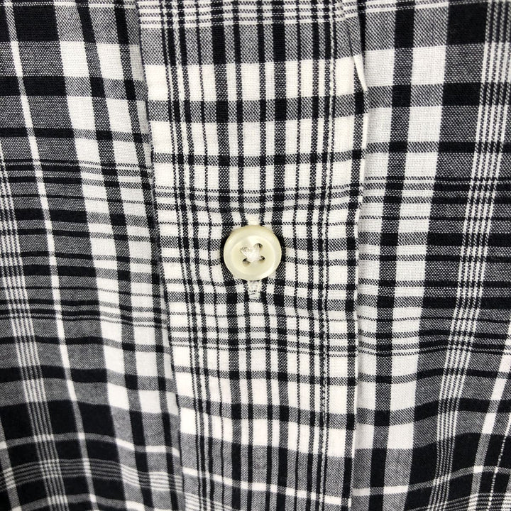 Ralph Lauren CUSTOM FIT short sleeve button down check shirt men's XL size cotton black type Vintage Second Hand