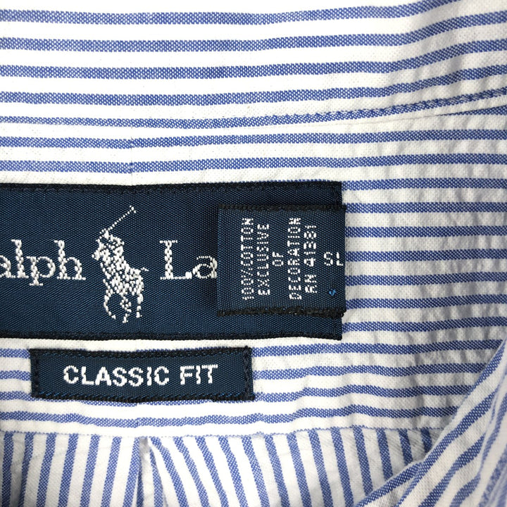 Ralph Lauren Classic Fit Short Sleeve Button Down Striped Shirt Men's Size L cotton blue type Vintage Second Hand