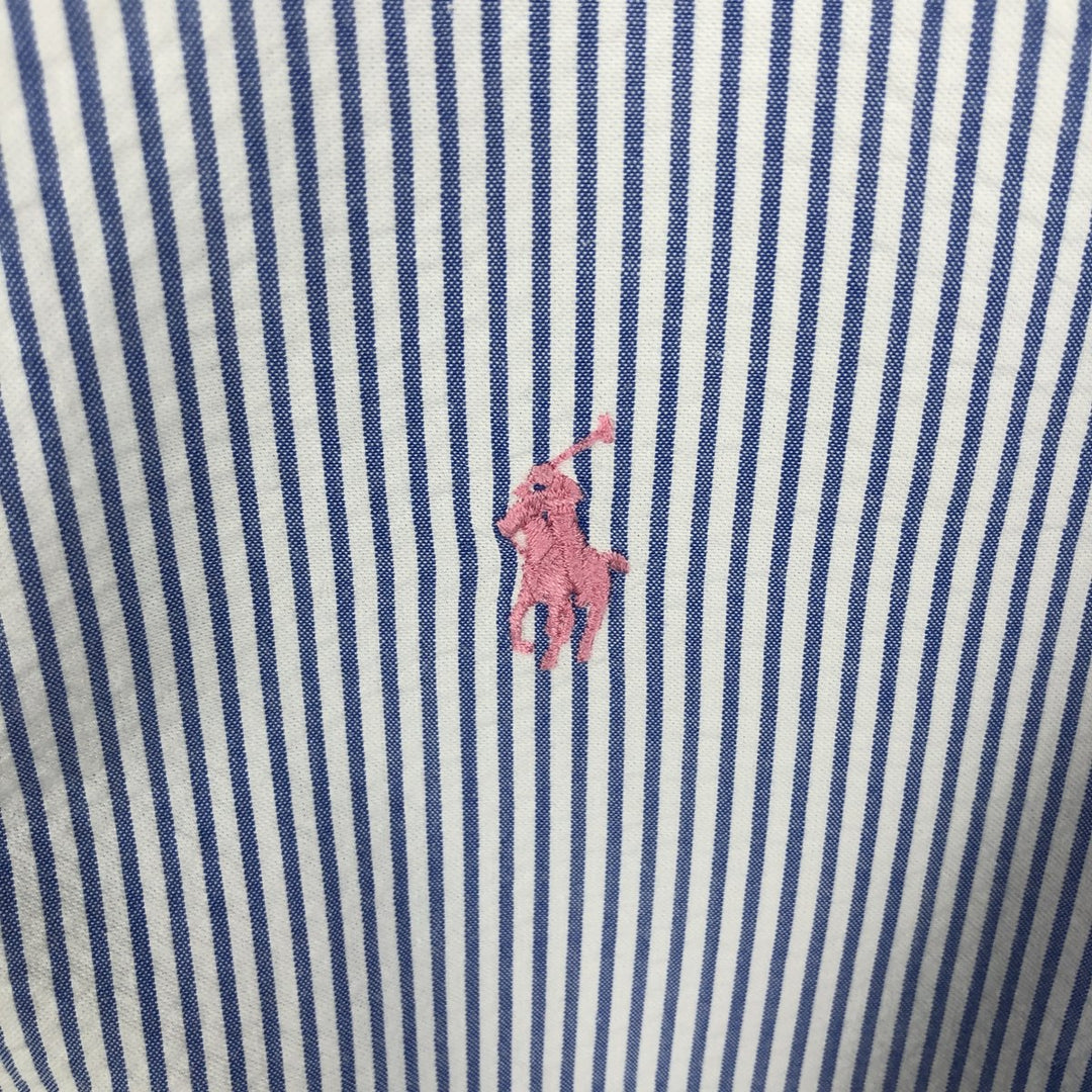 Ralph Lauren Classic Fit Short Sleeve Button Down Striped Shirt Men's Size L cotton blue type Vintage Second Hand