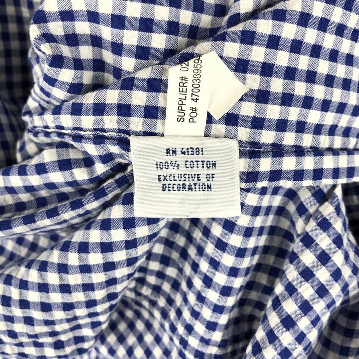 Ralph Lauren gingham check short-sleeved button-down shirt, men's size XXL equivalent. cotton blue type Vintage Second Hand
