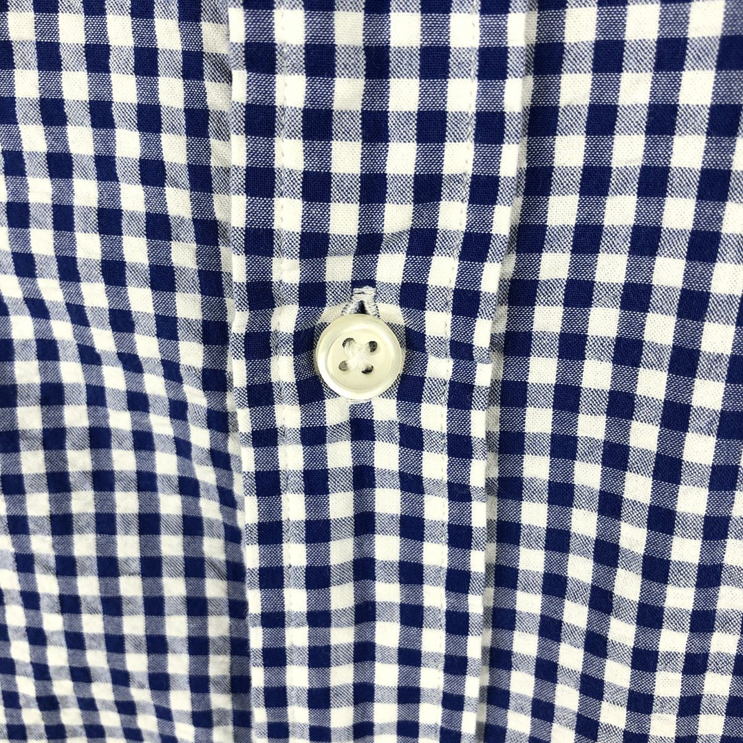 Ralph Lauren gingham check short-sleeved button-down shirt, men's size XXL equivalent. cotton blue type Vintage Second Hand