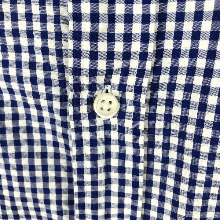 Ralph Lauren gingham check short-sleeved button-down shirt, men's size XXL equivalent. cotton blue type Vintage Second Hand