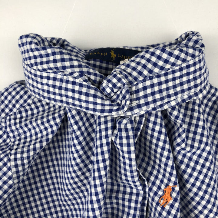 Ralph Lauren gingham check short-sleeved button-down shirt, men's size XXL equivalent. cotton blue type Vintage Second Hand