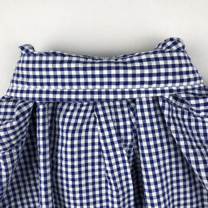 Ralph Lauren gingham check short-sleeved button-down shirt, men's size XXL equivalent. cotton blue type Vintage Second Hand