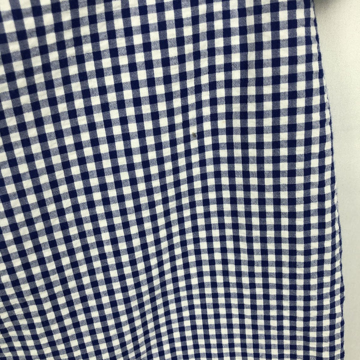Ralph Lauren gingham check short-sleeved button-down shirt, men's size XXL equivalent. cotton blue type Vintage Second Hand