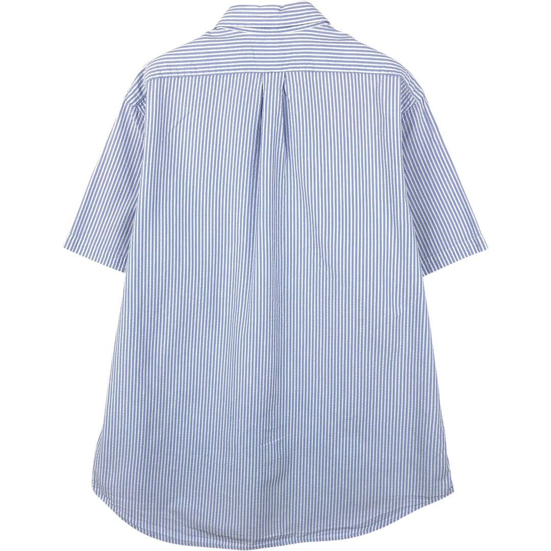 Ralph Lauren RALPH LAUREN Short-Sleeve Button-Down Striped Shirt, Men's Size XL (approx.) cotton blue type Vintage Second Hand