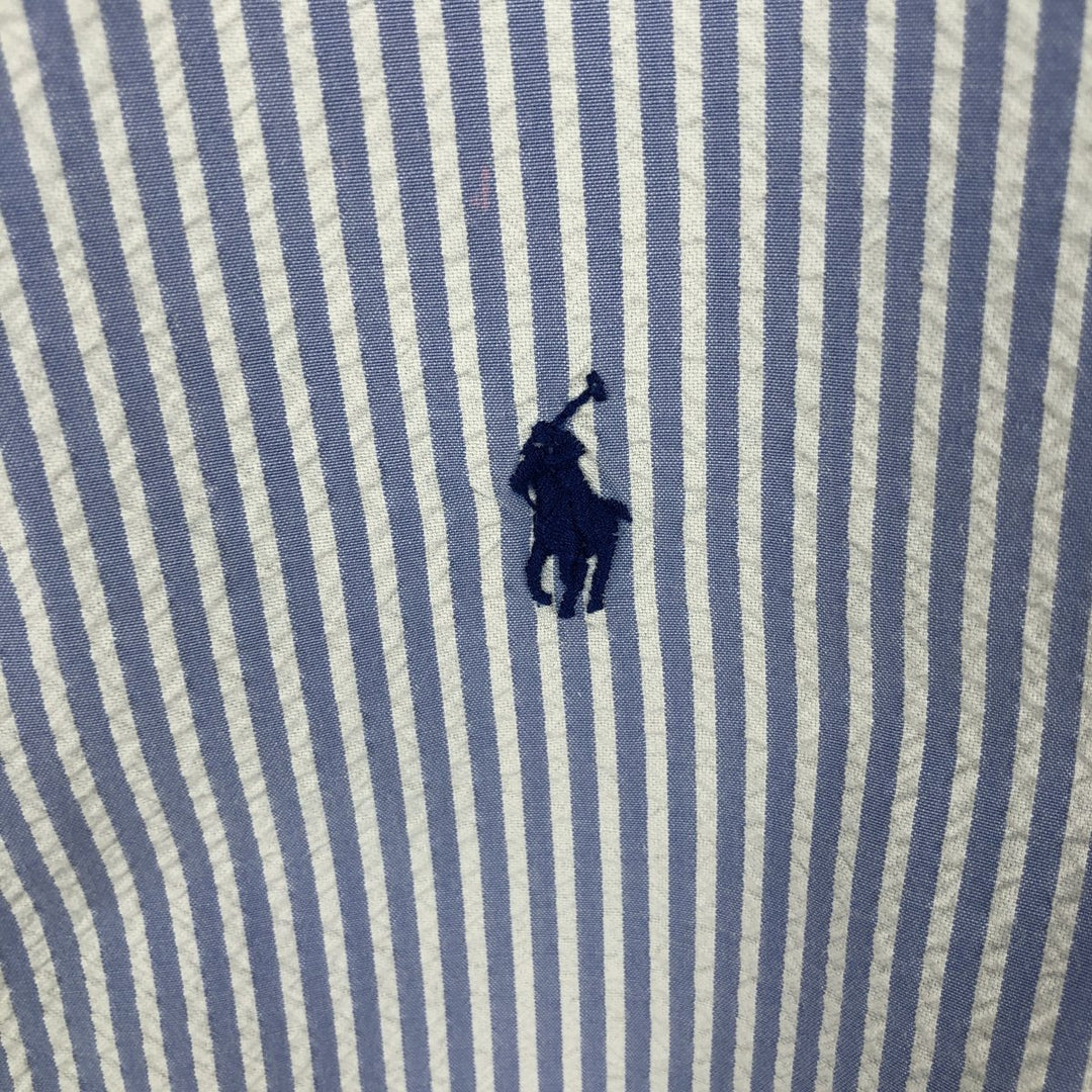 Ralph Lauren RALPH LAUREN Short-Sleeve Button-Down Striped Shirt, Men's Size XL (approx.) cotton blue type Vintage Second Hand