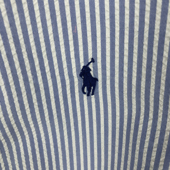 Ralph Lauren RALPH LAUREN Short-Sleeve Button-Down Striped Shirt, Men's Size XL (approx.) cotton blue type Vintage Second Hand