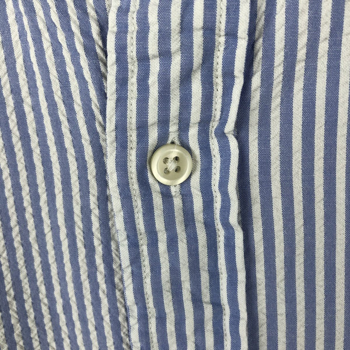 Ralph Lauren RALPH LAUREN Short-Sleeve Button-Down Striped Shirt, Men's Size XL (approx.) cotton blue type Vintage Second Hand