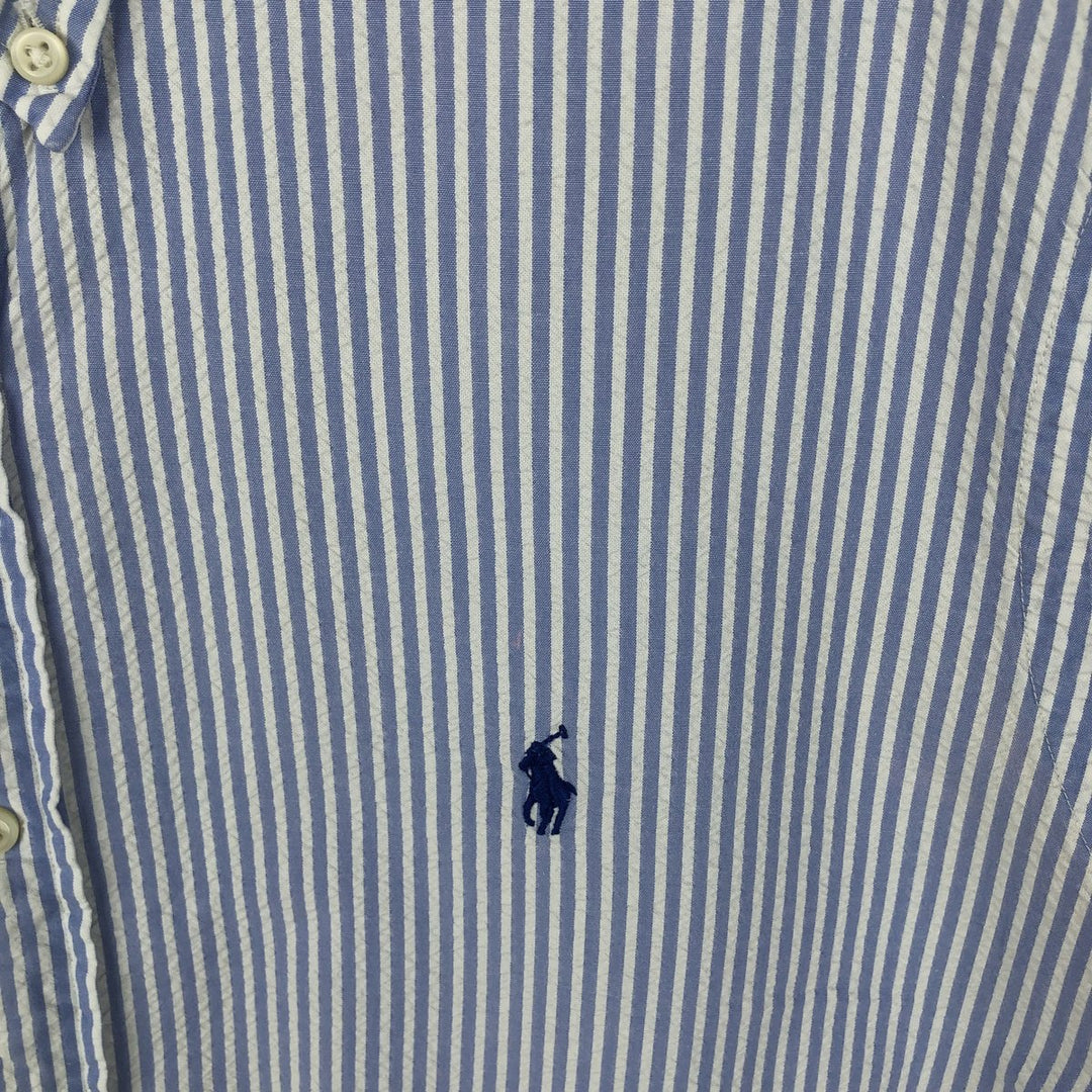 Ralph Lauren RALPH LAUREN Short-Sleeve Button-Down Striped Shirt, Men's Size XL (approx.) cotton blue type Vintage Second Hand