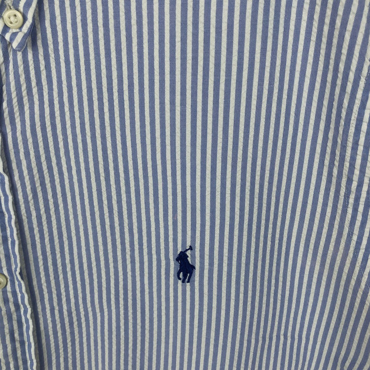 Ralph Lauren RALPH LAUREN Short-Sleeve Button-Down Striped Shirt, Men's Size XL (approx.) cotton blue type Vintage Second Hand