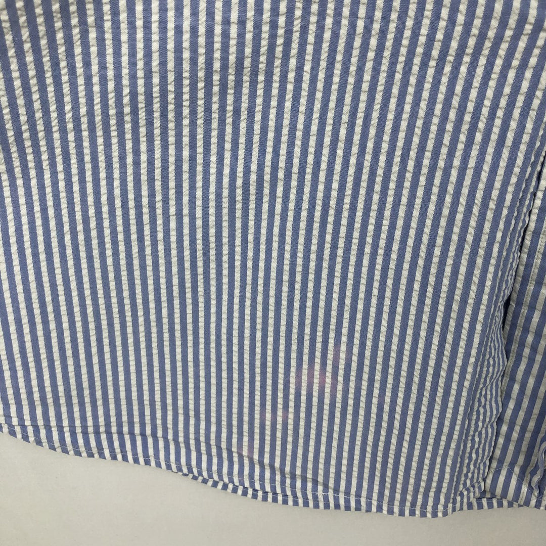 Ralph Lauren RALPH LAUREN Short-Sleeve Button-Down Striped Shirt, Men's Size XL (approx.) cotton blue type Vintage Second Hand