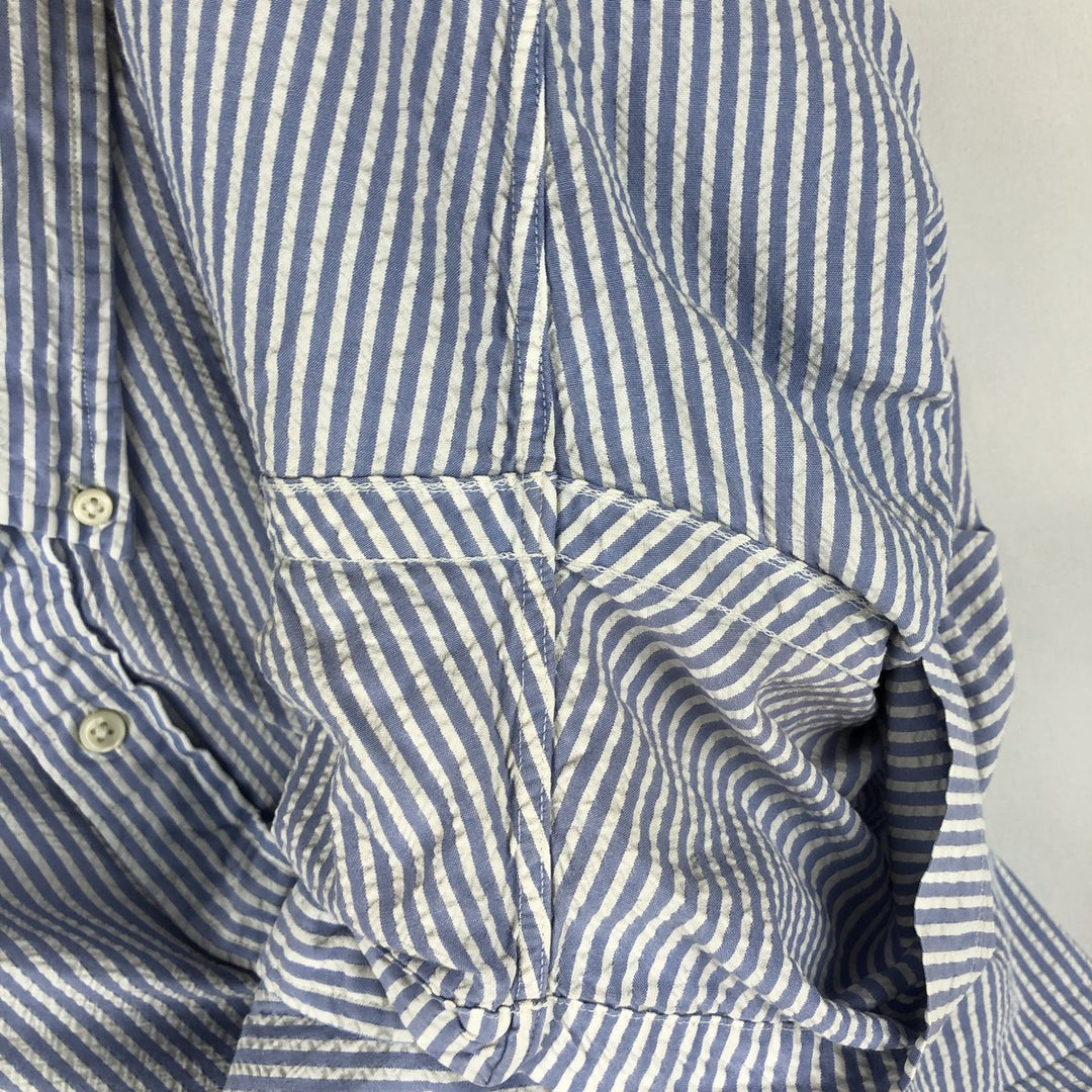 Ralph Lauren RALPH LAUREN Short-Sleeve Button-Down Striped Shirt, Men's Size XL (approx.) cotton blue type Vintage Second Hand