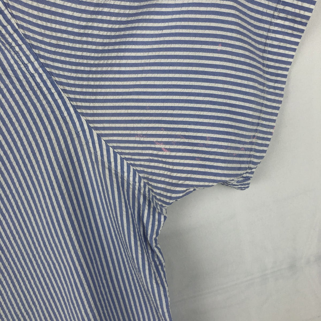 Ralph Lauren RALPH LAUREN Short-Sleeve Button-Down Striped Shirt, Men's Size XL (approx.) cotton blue type Vintage Second Hand
