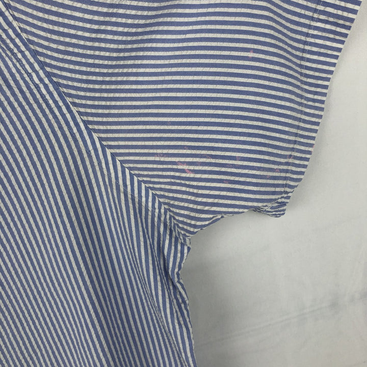 Ralph Lauren RALPH LAUREN Short-Sleeve Button-Down Striped Shirt, Men's Size XL (approx.) cotton blue type Vintage Second Hand