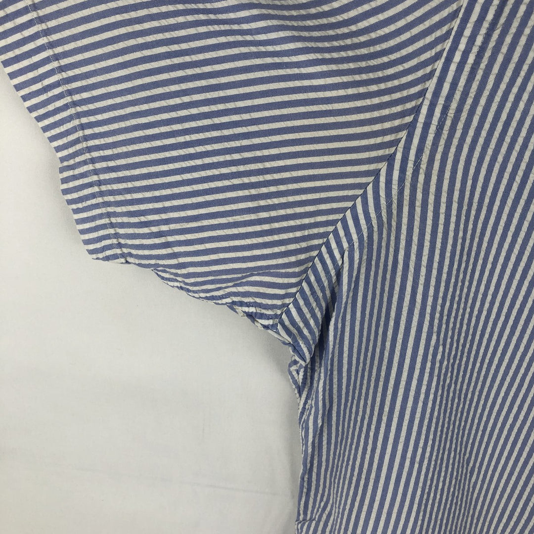 Ralph Lauren RALPH LAUREN Short-Sleeve Button-Down Striped Shirt, Men's Size XL (approx.) cotton blue type Vintage Second Hand