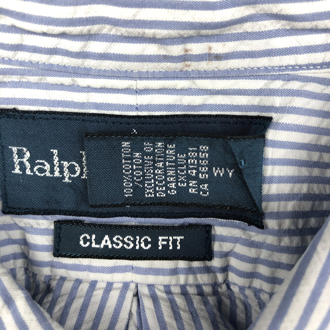 Ralph Lauren Classic Fit Short Sleeve Button Down Striped Shirt Men's XXL cotton blue type Vintage Second Hand