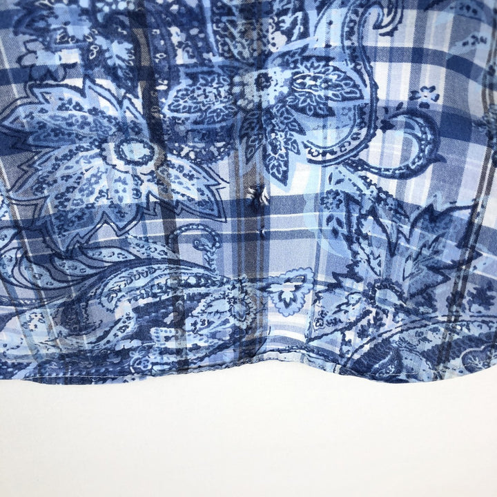 Ralph Lauren RALPH LAUREN all-over check pattern paisley pattern short-sleeved button-down shirt men's size XL equivalent cotton blue type Vintage Second Hand
