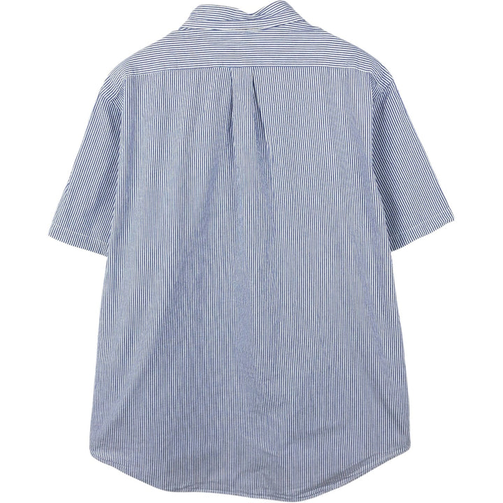 Ralph Lauren short-sleeved button-down striped shirt, men's size XXL (approx.) cotton blue type Vintage Second Hand