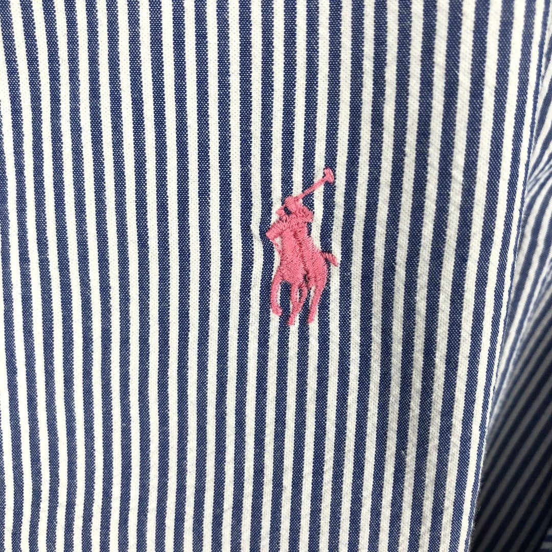 Ralph Lauren short-sleeved button-down striped shirt, men's size XXL (approx.) cotton blue type Vintage Second Hand
