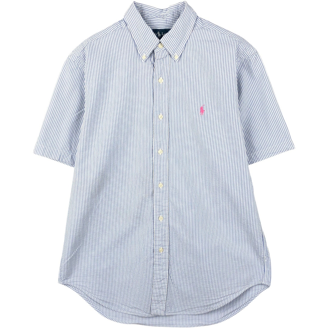 Ralph Lauren Classic Fit Short Sleeve Button Down Striped Shirt Men's M cotton blue type Vintage Second Hand
