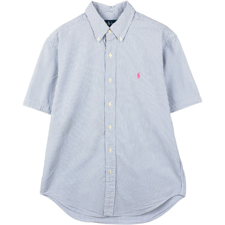 Ralph Lauren Classic Fit Short Sleeve Button Down Striped Shirt Men's M cotton blue type Vintage Second Hand