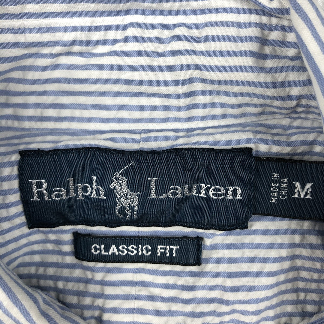 Ralph Lauren Classic Fit Short Sleeve Button Down Striped Shirt Men's M cotton blue type Vintage Second Hand