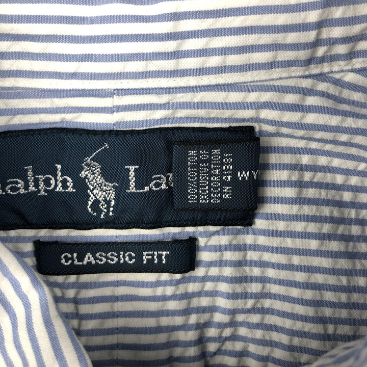 Ralph Lauren Classic Fit Short Sleeve Button Down Striped Shirt Men's M cotton blue type Vintage Second Hand