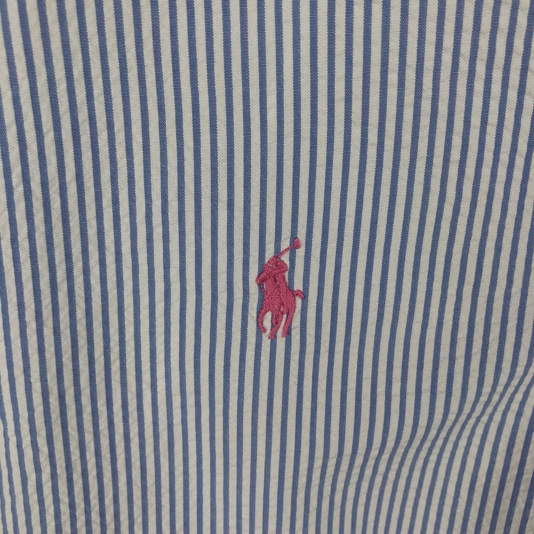 Ralph Lauren Classic Fit Short Sleeve Button Down Striped Shirt Men's M cotton blue type Vintage Second Hand