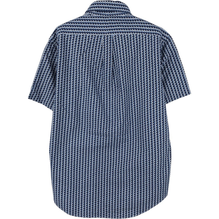 Ralph Lauren CLASSIC FIT all-over print short-sleeved button-down shirt, men's size S (approx.) cotton navy blue type Vintage Second Hand