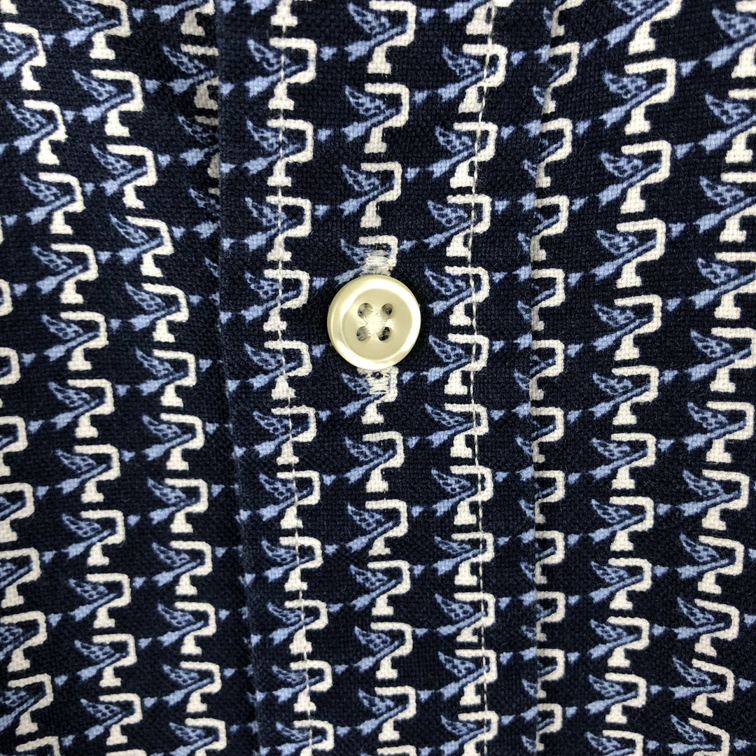 Ralph Lauren CLASSIC FIT all-over print short-sleeved button-down shirt, men's size S (approx.) cotton navy blue type Vintage Second Hand