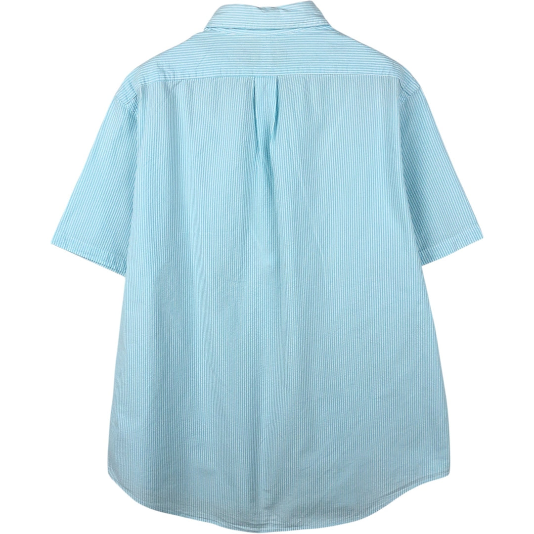 Ralph Lauren RALPH LAUREN Short-Sleeve Button-Down Striped Shirt, Men's Size XL (approx.) cotton Blue type light blue Vintage Second Hand