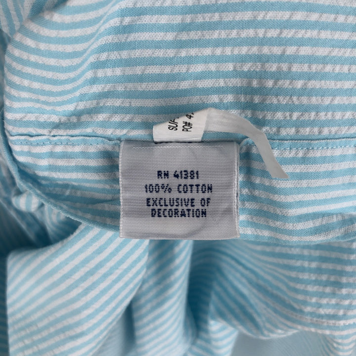 Ralph Lauren RALPH LAUREN Short-Sleeve Button-Down Striped Shirt, Men's Size XL (approx.) cotton Blue type light blue Vintage Second Hand