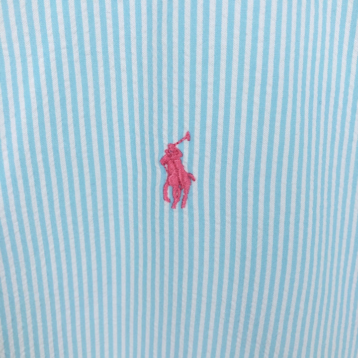Ralph Lauren RALPH LAUREN Short-Sleeve Button-Down Striped Shirt, Men's Size XL (approx.) cotton Blue type light blue Vintage Second Hand
