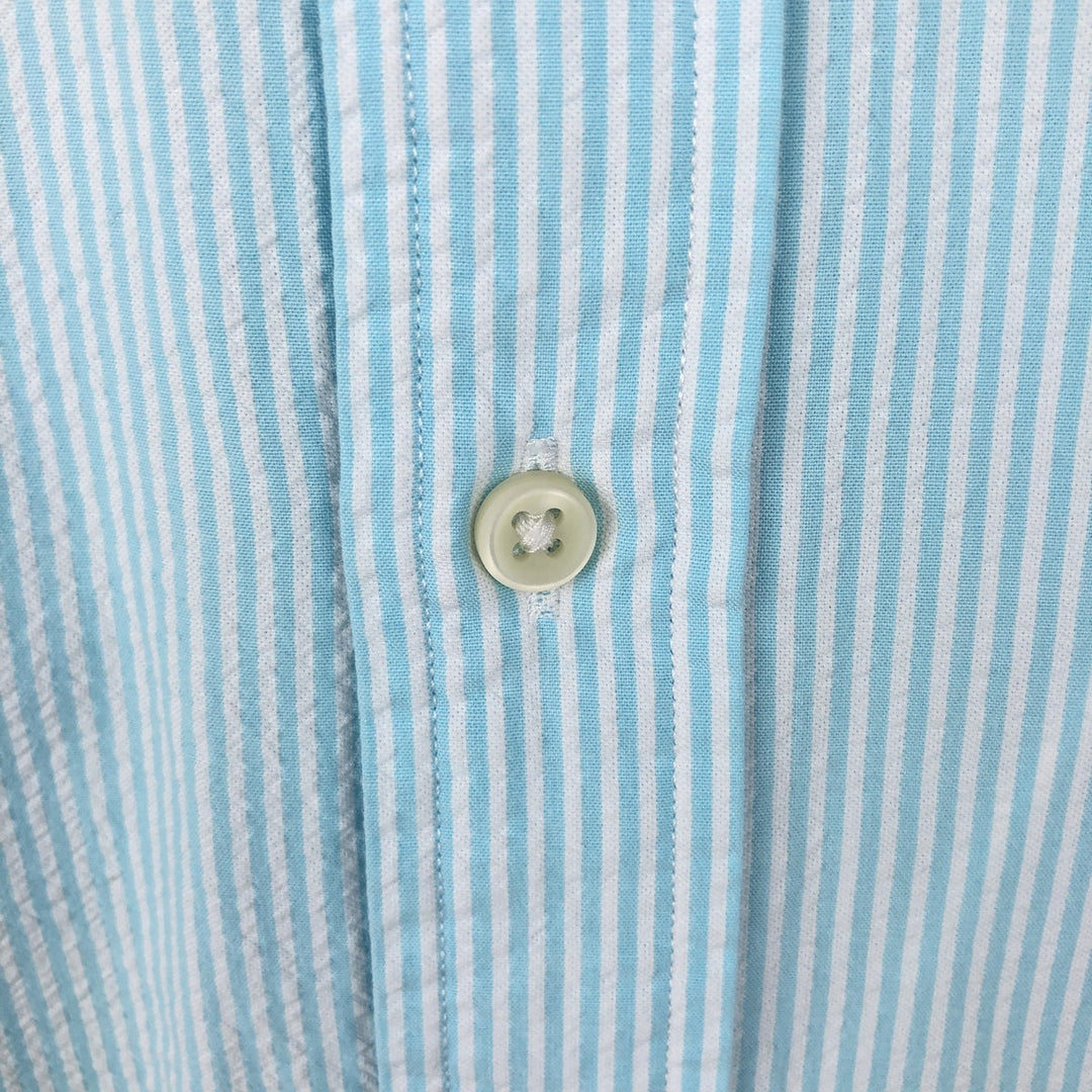Ralph Lauren RALPH LAUREN Short-Sleeve Button-Down Striped Shirt, Men's Size XL (approx.) cotton Blue type light blue Vintage Second Hand