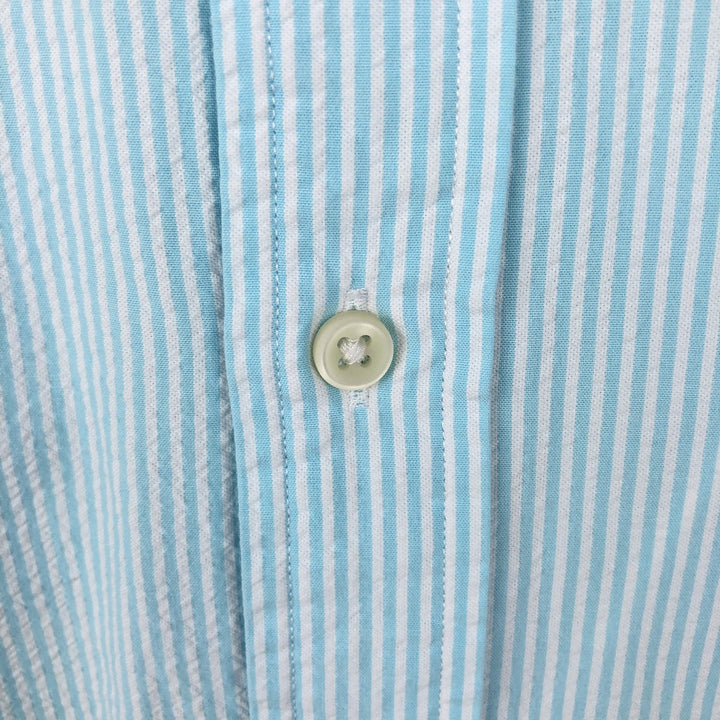 Ralph Lauren RALPH LAUREN Short-Sleeve Button-Down Striped Shirt, Men's Size XL (approx.) cotton Blue type light blue Vintage Second Hand
