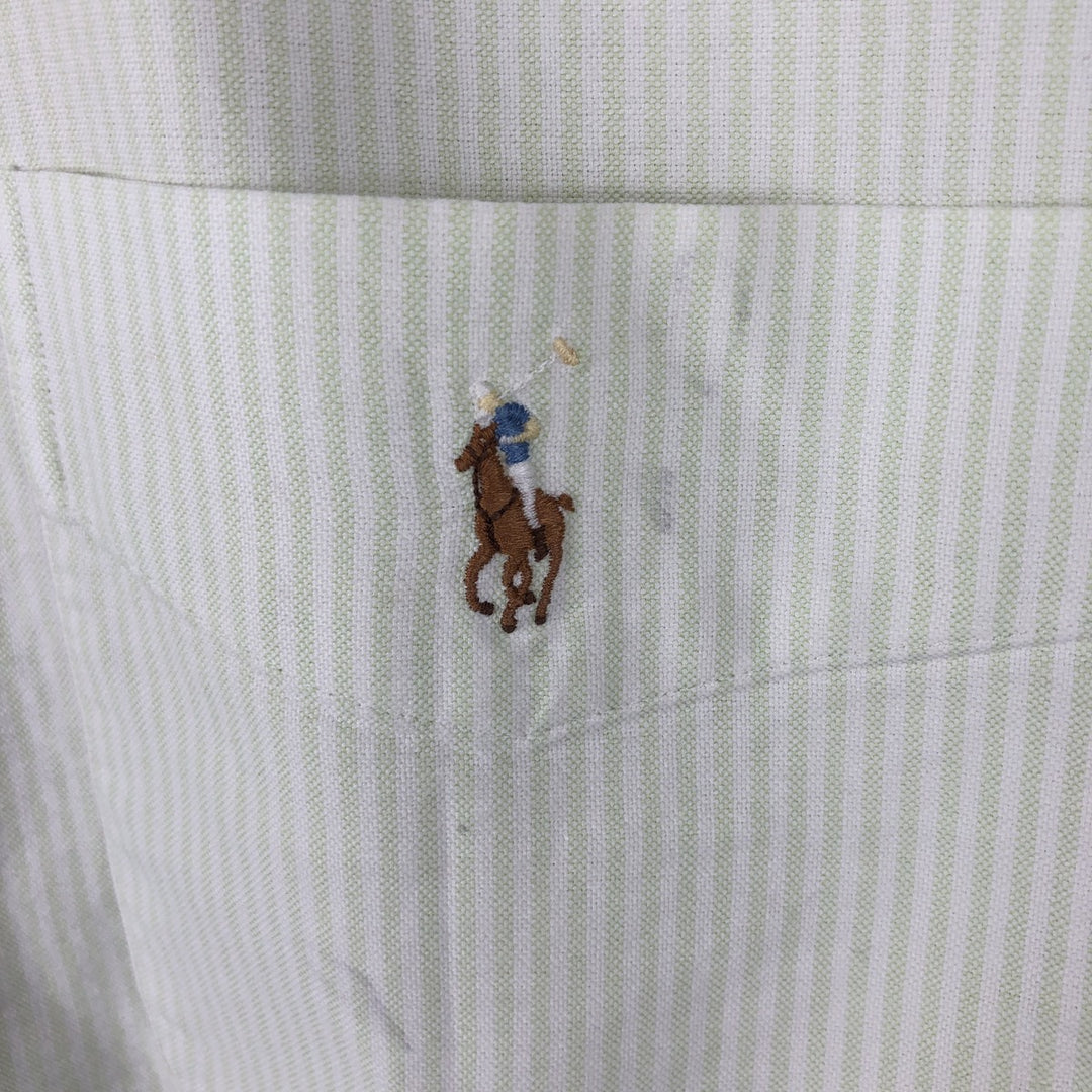 Ralph Lauren BIG SHIRT Short Sleeve Button Down Striped Shirt Men's L size cotton yellow type Vintage Second Hand