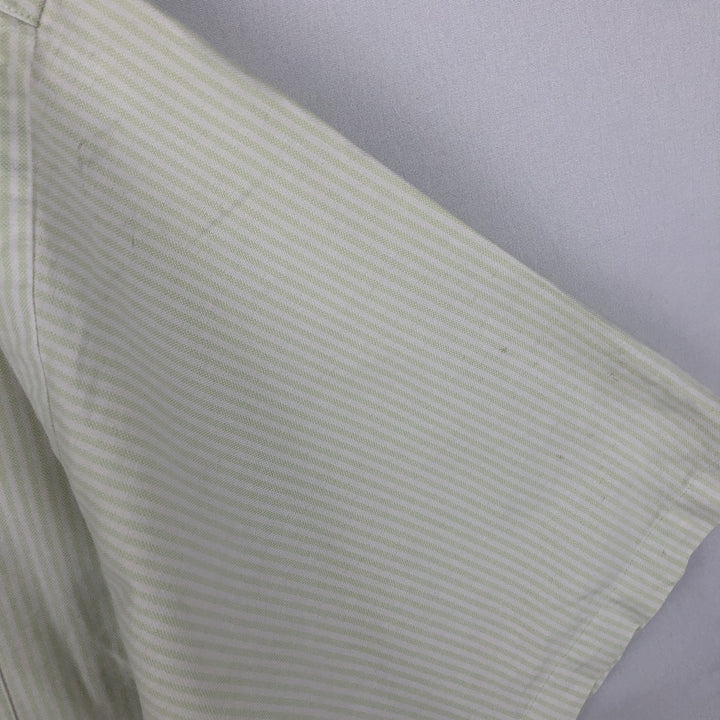 Ralph Lauren BIG SHIRT Short Sleeve Button Down Striped Shirt Men's L size cotton yellow type Vintage Second Hand