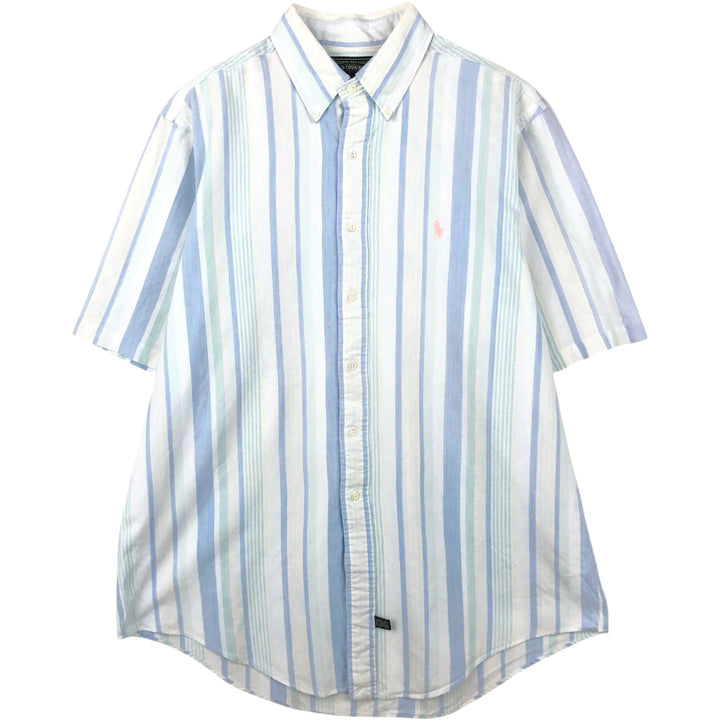 Ralph Lauren POLO COUNTRY Multi-Stripe Short-Sleeve Button-Down Striped Shirt, Men's Size XL (approx.) cotton white type Vintage Second Hand