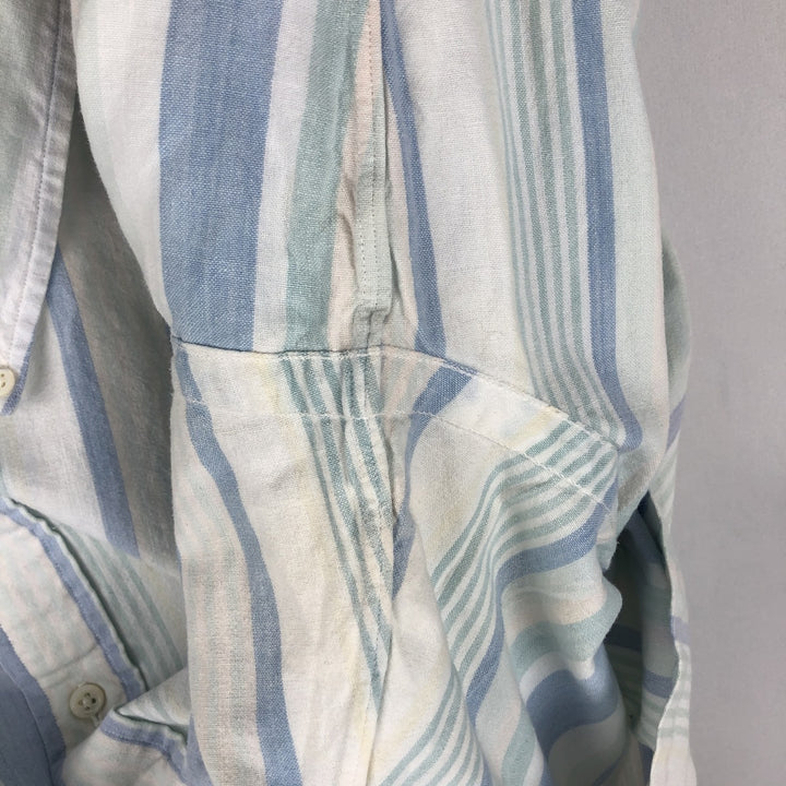 Ralph Lauren POLO COUNTRY Multi-Stripe Short-Sleeve Button-Down Striped Shirt, Men's Size XL (approx.) cotton white type Vintage Second Hand