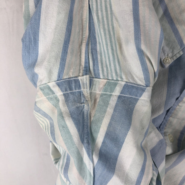 Ralph Lauren POLO COUNTRY Multi-Stripe Short-Sleeve Button-Down Striped Shirt, Men's Size XL (approx.) cotton white type Vintage Second Hand