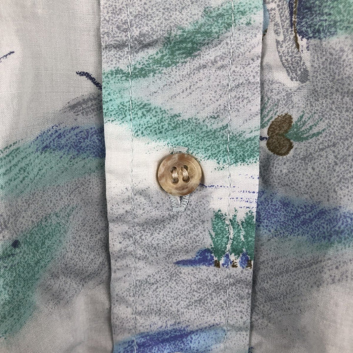 90'S Reyn Spooner Swimsuit Tag All-Over Print Button-Down Hawaiian Aloha Shirt Box Shirt Men's Medium cotton blue type Vintage Second Hand